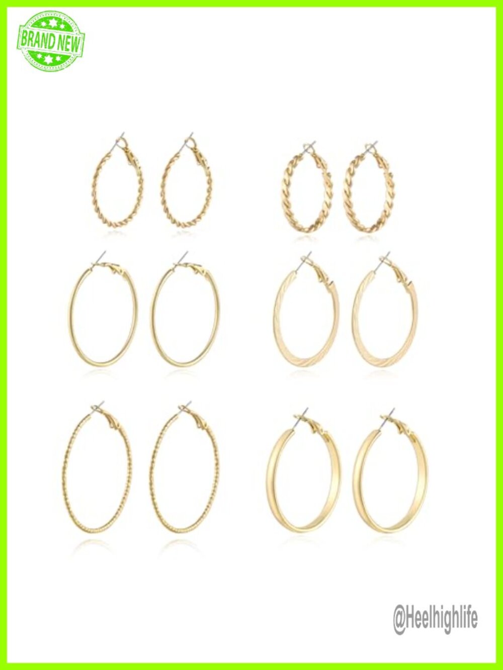 Gold and Silver Plated Hoop Earrings Set for Women – 6 Pairs 14K Gold Plated